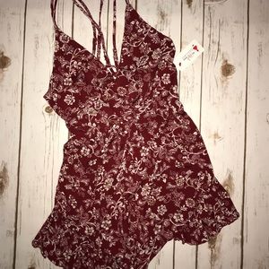 Red Paisley Print Spaghetti Strap Romper